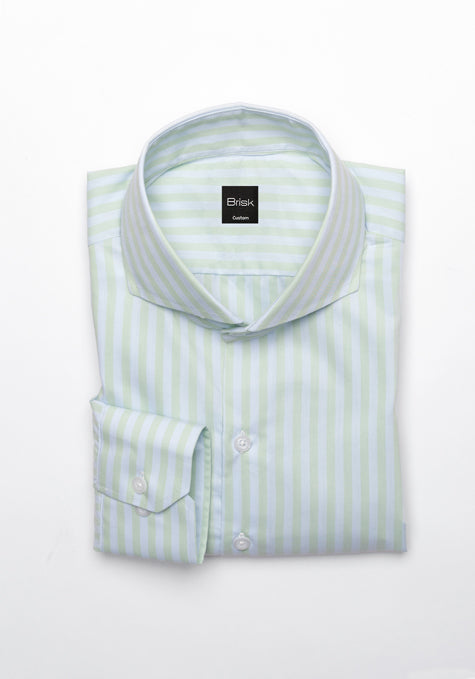 Light Weight Mint Green Tencel Stripes Shirt