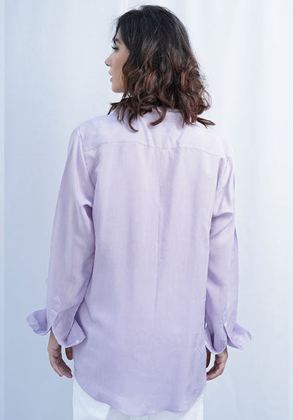 PURPLE VISCOSE SHIRT - NOTCH COLLAR