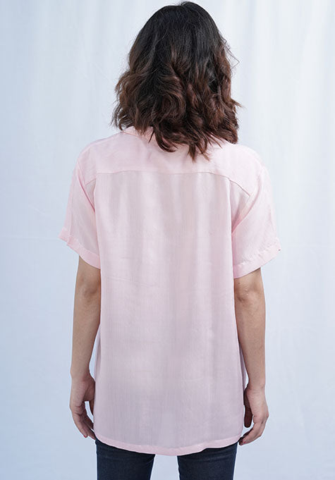 LIGHT PINK VISCOSE SHIRT - NOTCH COLLAR