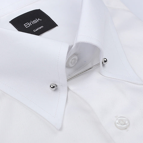 Egyptian White Poplin Collar Pin Shirt - Sale