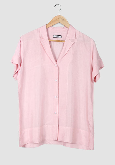 LIGHT PINK VISCOSE SHIRT - NOTCH COLLAR