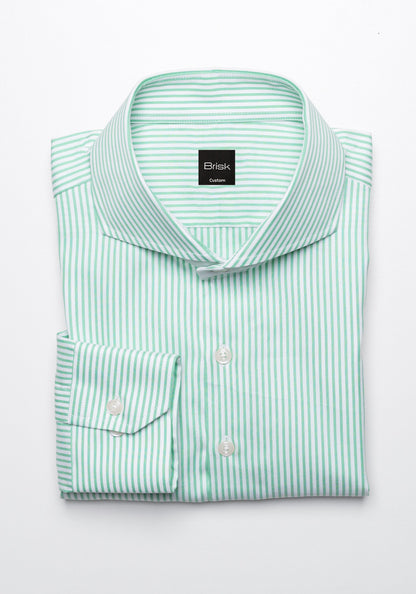 Fine Green Bengal Stretch Stripes Shirt - Sale