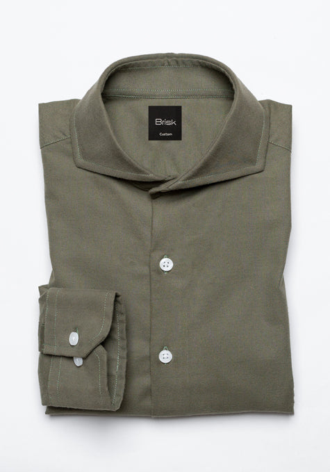 ARMY GREEN HEAVY PINPOINT SHIRT - SALE