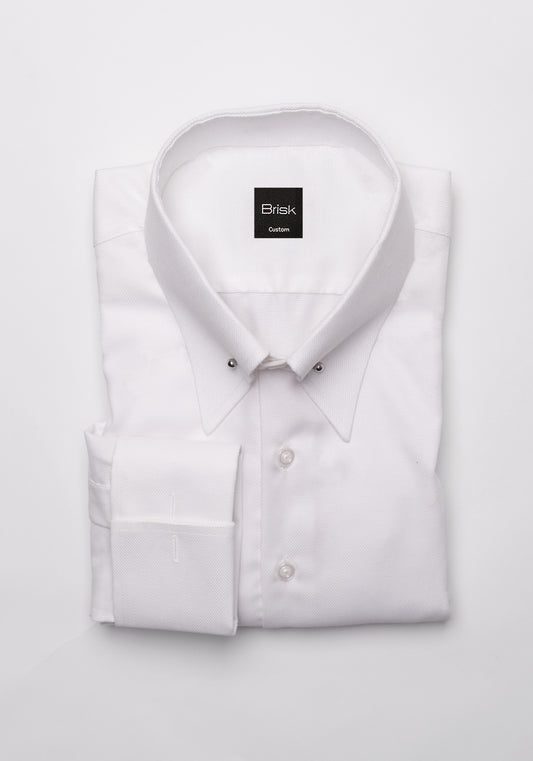 Egyptian White Royal Oxford Shirt - Classic Straight Collar With Pin - Sale
