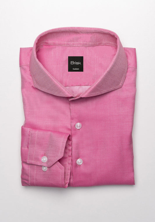 Egyptian Rose Pink 2 Tone Twill Shirt - SALE