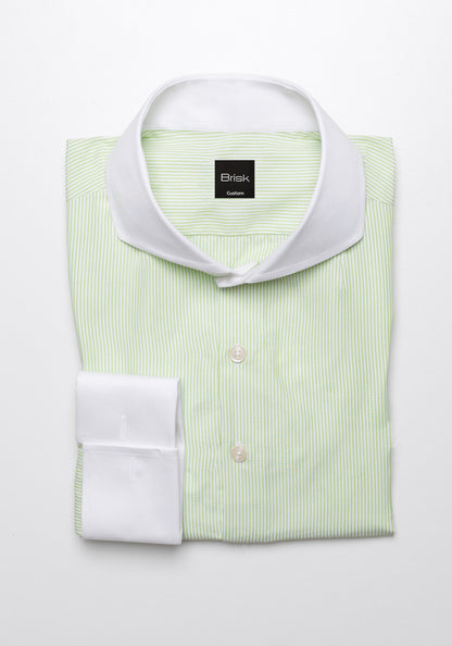 Lime Green Pencil Stripes French Cuffs Shirt - Sale