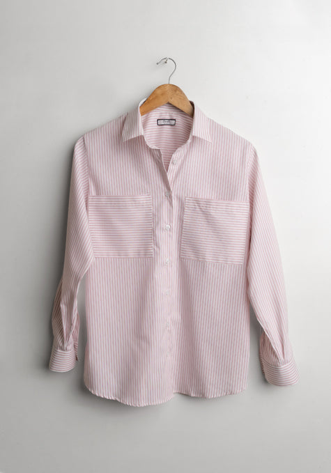 Pink Tan Stripes Relaxed Shirt