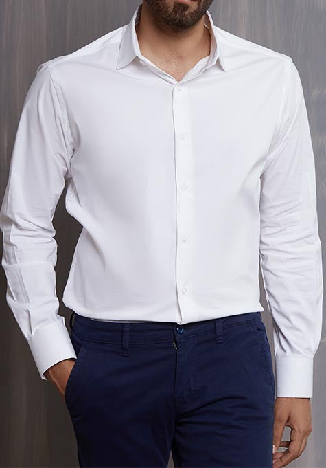 PEARL WHITE STRETCH SHIRT - SALE