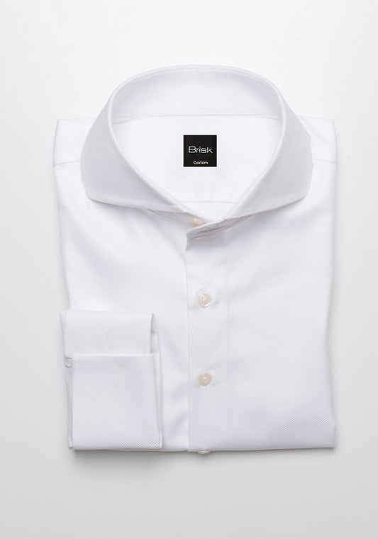 Egyptian White Bold Twill Shirt - French Cuffs - Sale