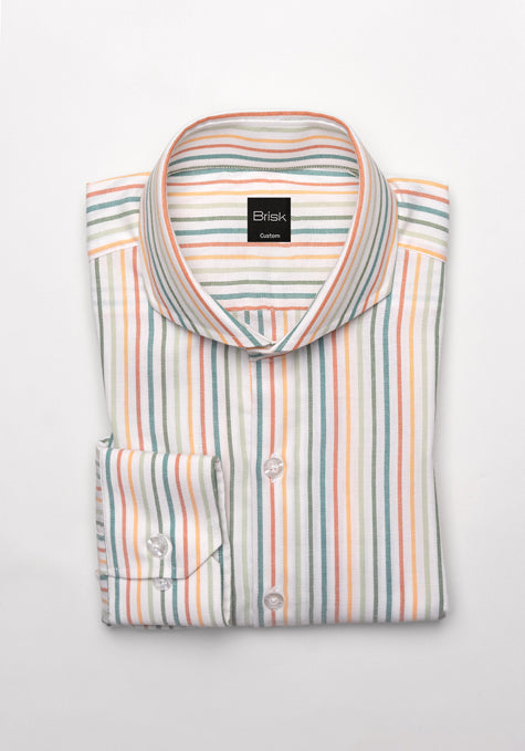 Crisp Multi-Color Poly Pinpoint Stripes Shirt- Cutaway Extreme Collar