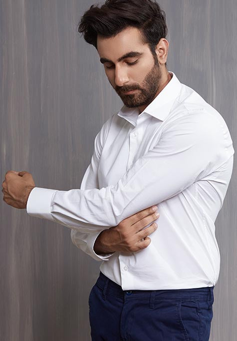 PEARL WHITE STRETCH SHIRT - SALE