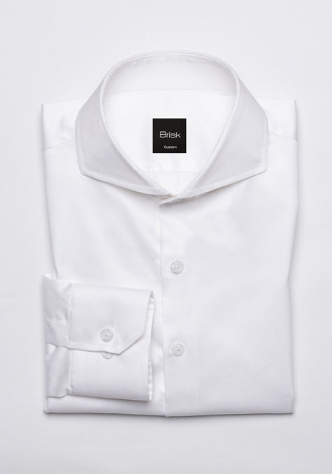 Egyptian White Twill Shirt - Extreme Collar - Sale