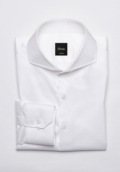 Egyptian White Twill Shirt - Extreme Collar - Sale