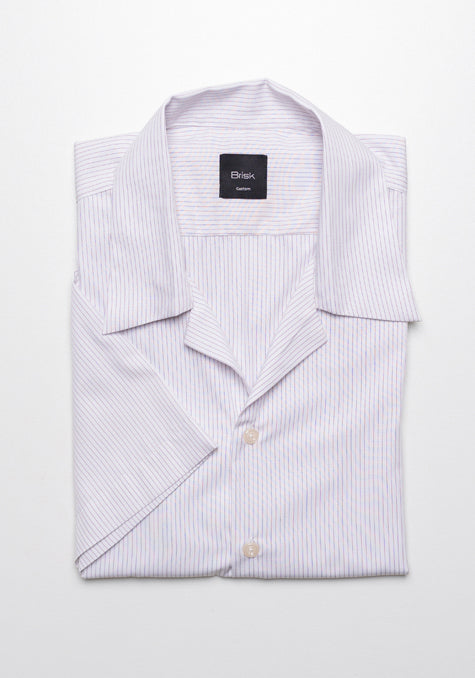 DARK MAUVE PENCIL STRIPES - HALF SLEEVES SHIRT - WRINKLE RESISTANT - SALE