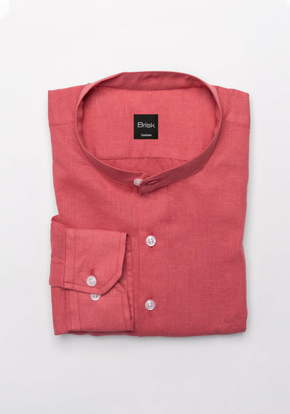 Cherry Pink Cotton Linen Shirt - Sale