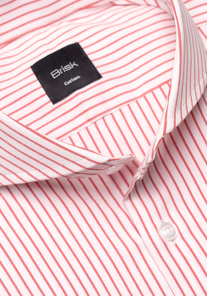 Pale Red Stretch Pencil Stripes Shirt - Wrinkle Resistant