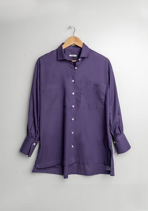 Deep Purple Lightweight Cotton Shirt - Sale