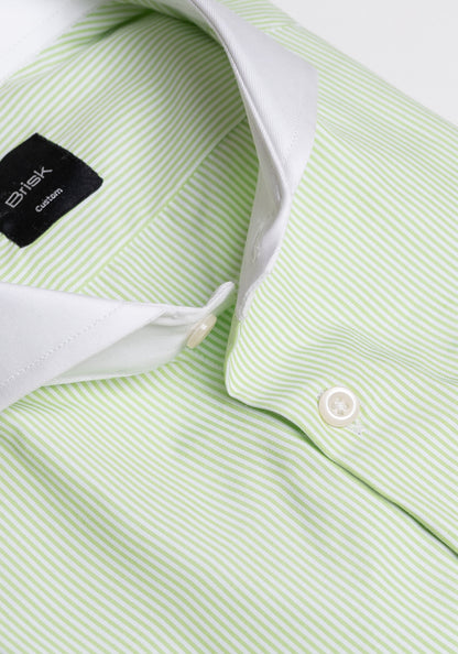 Lime Green Pencil Stripes French Cuffs Shirt - Sale