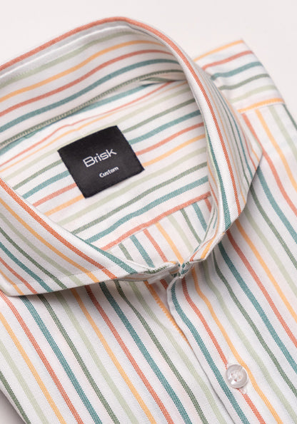 Crisp Multi-Color Poly Pinpoint Stripes Shirt- Cutaway Extreme Collar