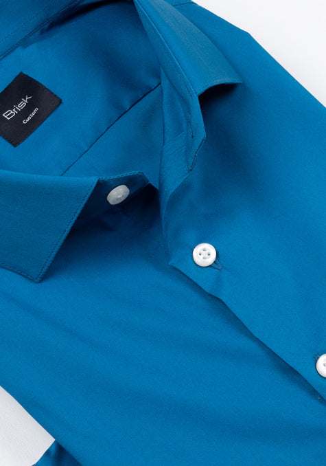 TEAL BLUE POPLIN STRETCH SHIRT - SALE