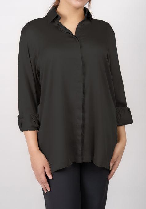 Black Charm Satin Shirt