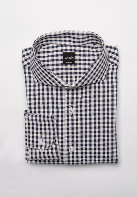 Black Gingham Seersucker Shirt