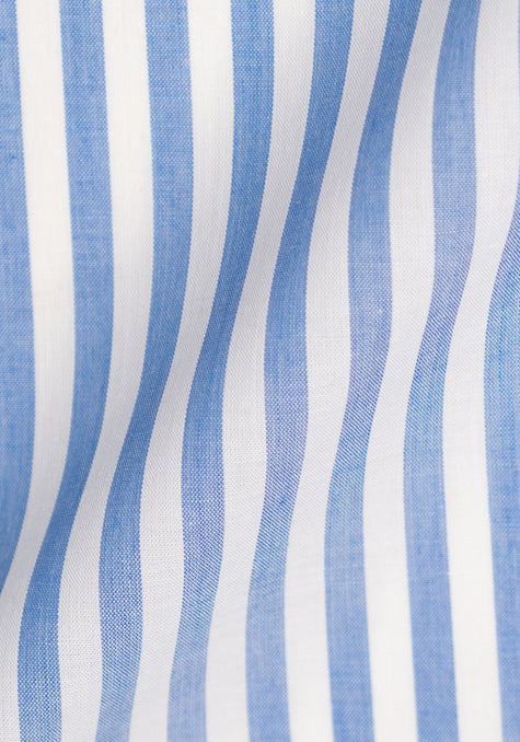 Blueish Grey Cotton Linen Stripes