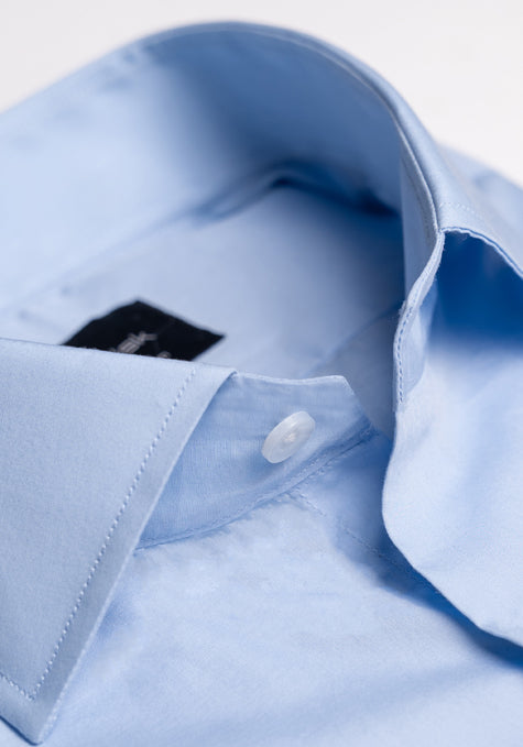 Egyptian Sky Blue Light Weight 80's Poplin Shirt - Classic Collar - Sale