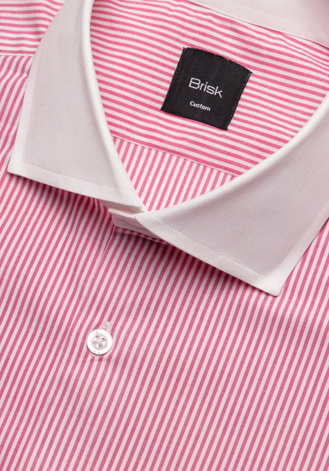 Bright Pink Narrow Stretch Stripes Shirt - White Cut Away Classic Collar - SaleBright Pink Narrow Stretch Stripes Shirt - White Cut Away Classic Collar - Sale