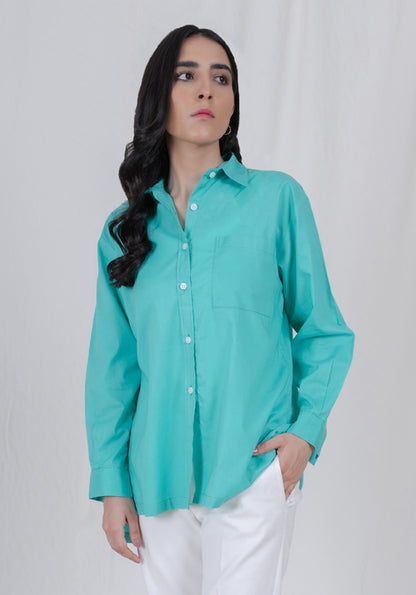 SEAFOAM GREEN LIGHTWEIGHT RELAXED BOXY SHIRT