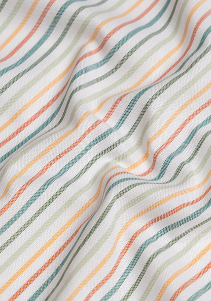 Crisp Green Orange Poly Pinpoint Stripes