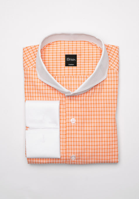 Crisp Tangerine Grid Checkered Shirt - Sale