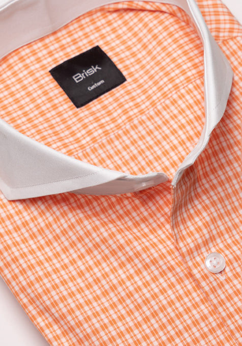 Crisp Tangerine Grid Checkered Shirt - Sale