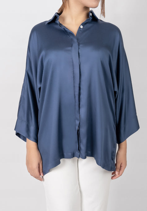 Dark Blueish Grey Satin Shirt