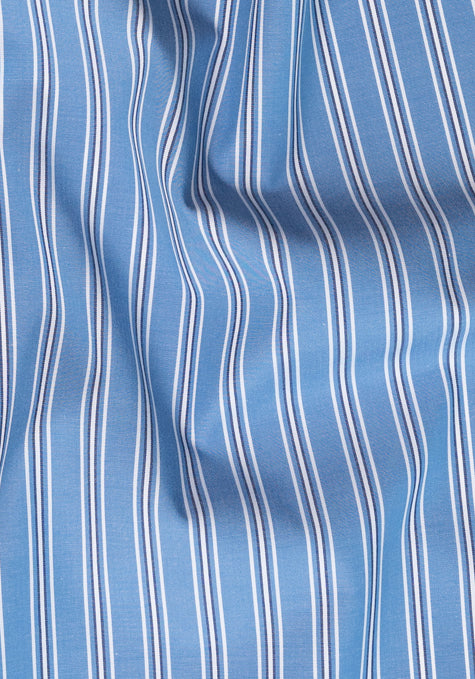 Dual Blue Wide Stripes - Wrinkle Resistant