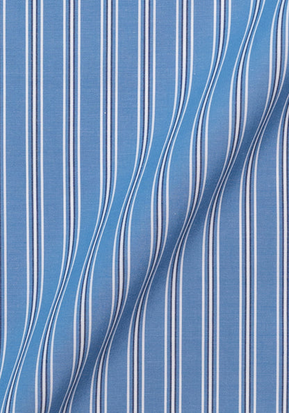 Dual Blue Wide Stripes - Wrinkle Resistant