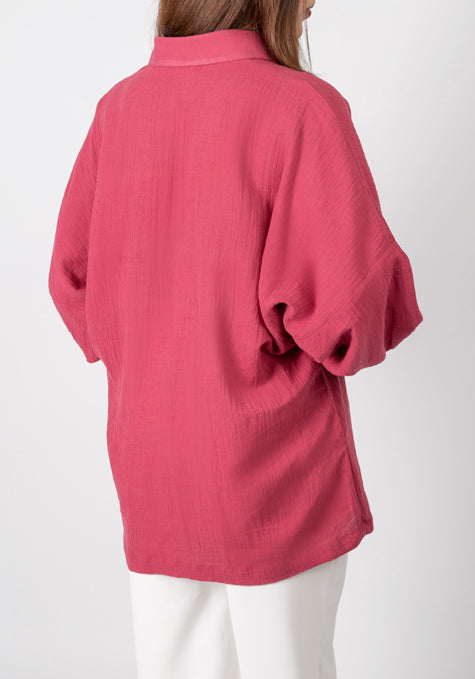 Fuschia Rose Cotton Gauze Shirt
