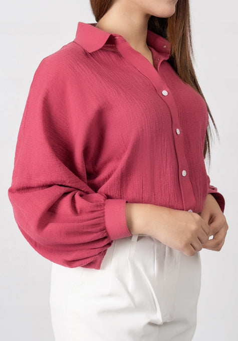 Fuschia Rose Cotton Gauze Shirt
