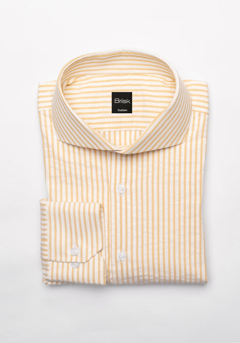 Light Mustard Seersucker Stripes Shirt