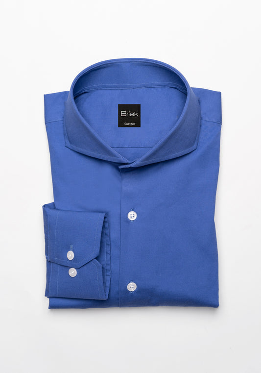 Mid Blue Poplin Stretch Shirt