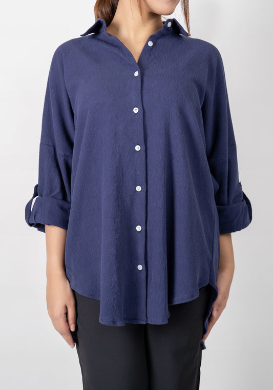 Midnight Blue Cotton Gauze Shirt
