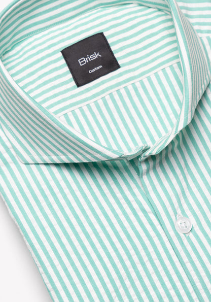 Mint Green Seersucker Stripes Shirt