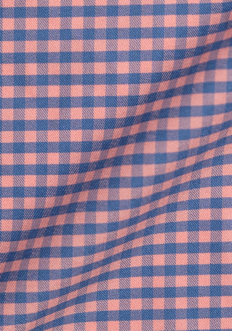 Blue Pink Gingham Checkered Performance Stretch - Wrinkle Free