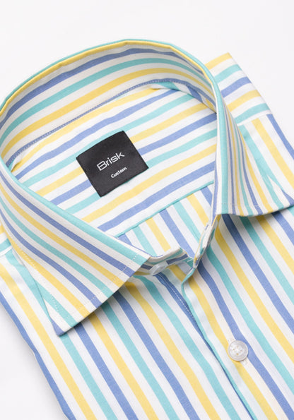 Multi-Color Poplin Poly Stripes Shirt - Wrinkle Resistant