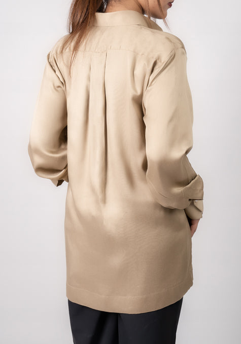 Neutral Gold Satin Shirt