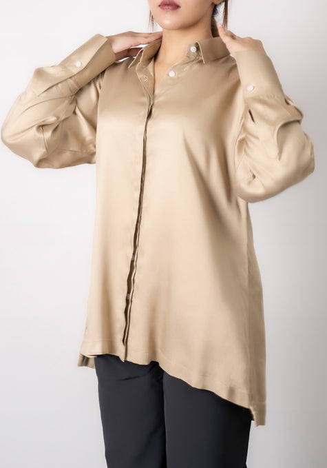 Neutral Gold Satin Shirt