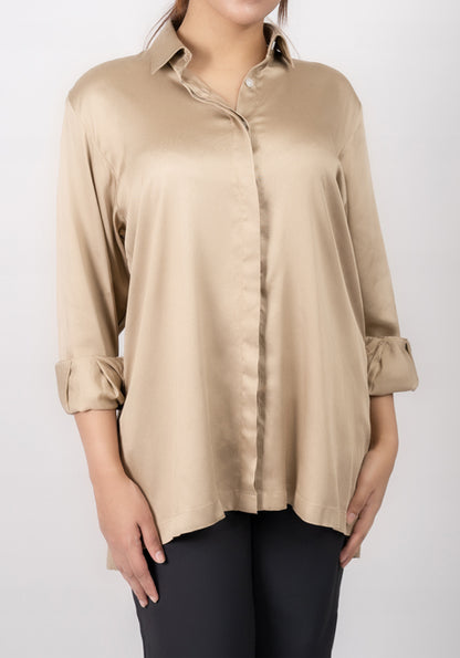 Neutral Gold Satin Shirt