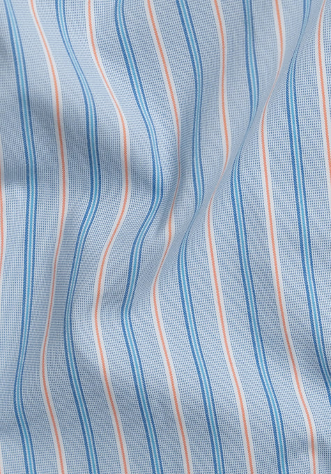 Orange & Blue Performance Stretch Stripes - Wrinkle Free
