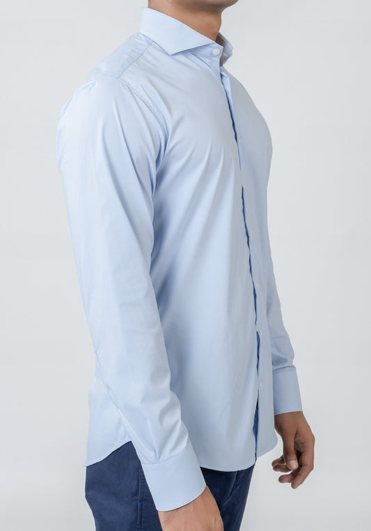 Ice Blue Mini Checkered Performance Stretch Shirt - Wrinkle-Free  - Sale