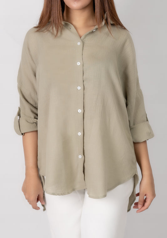 Pistachio Cotton Gauze Shirt
